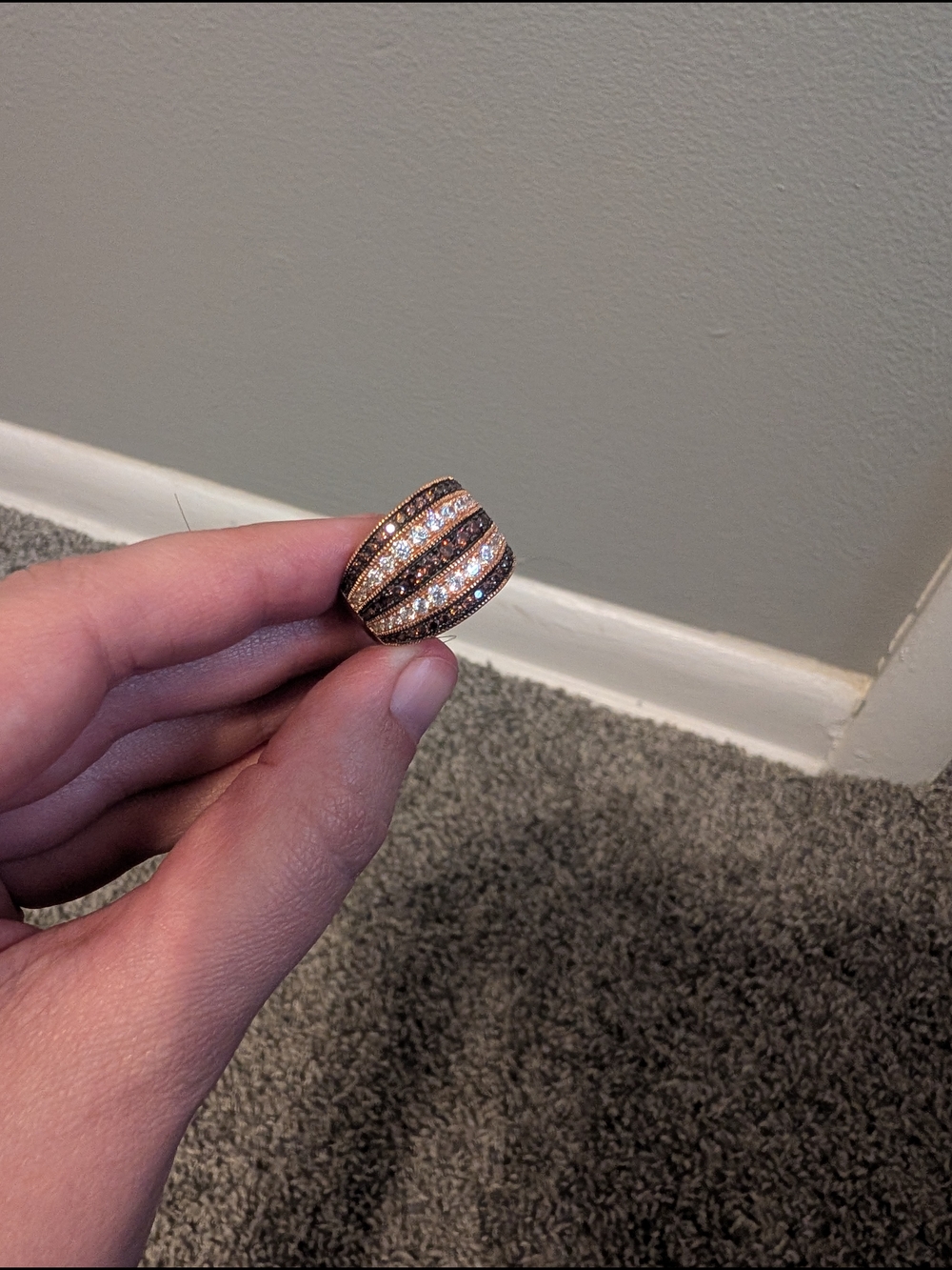 Wide Rose Gold & Crystal Dome Ring